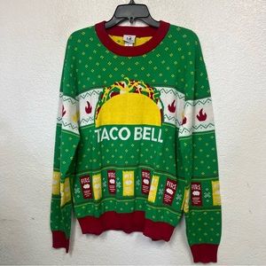 Retro Fast Food Resturant Taco Bell Taco Sauce Christmas Holiday Sweater